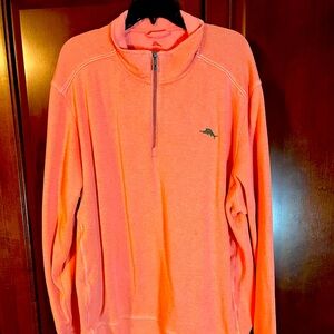 Tommy Bahama quarter zip pullover long sleeve orange XXL cotton